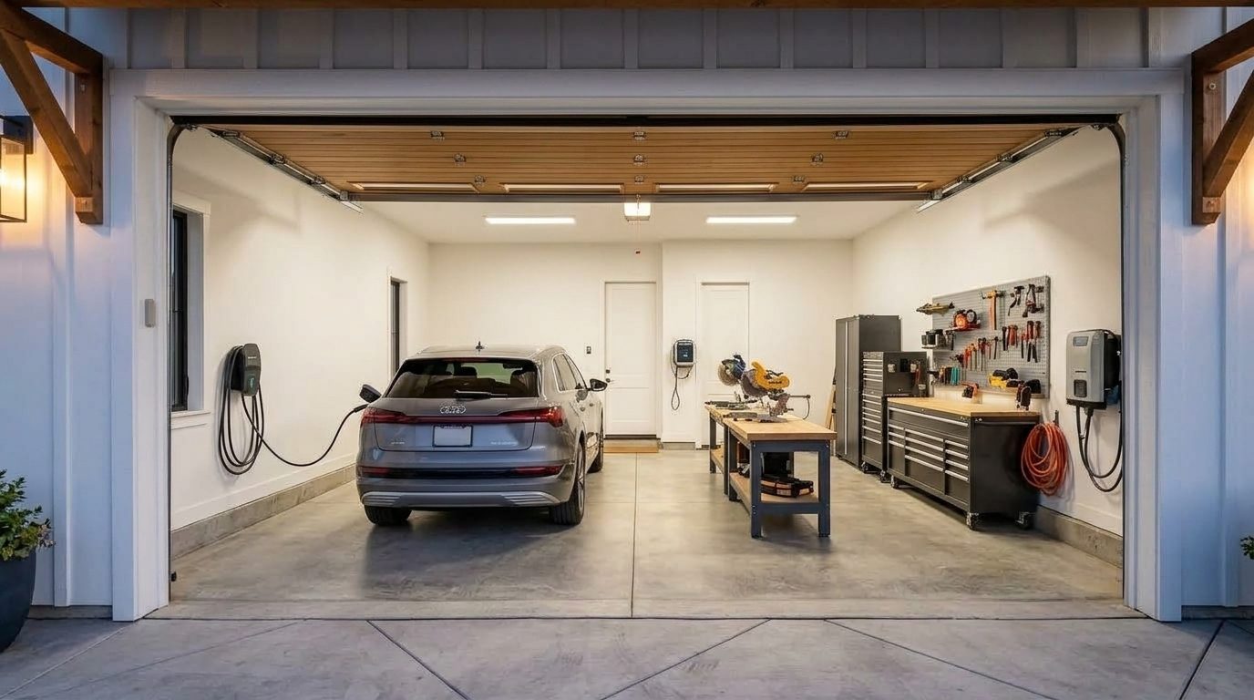 Locke Garage Door Repair Interior View of Custom Garage Door Overhead and Workshop
